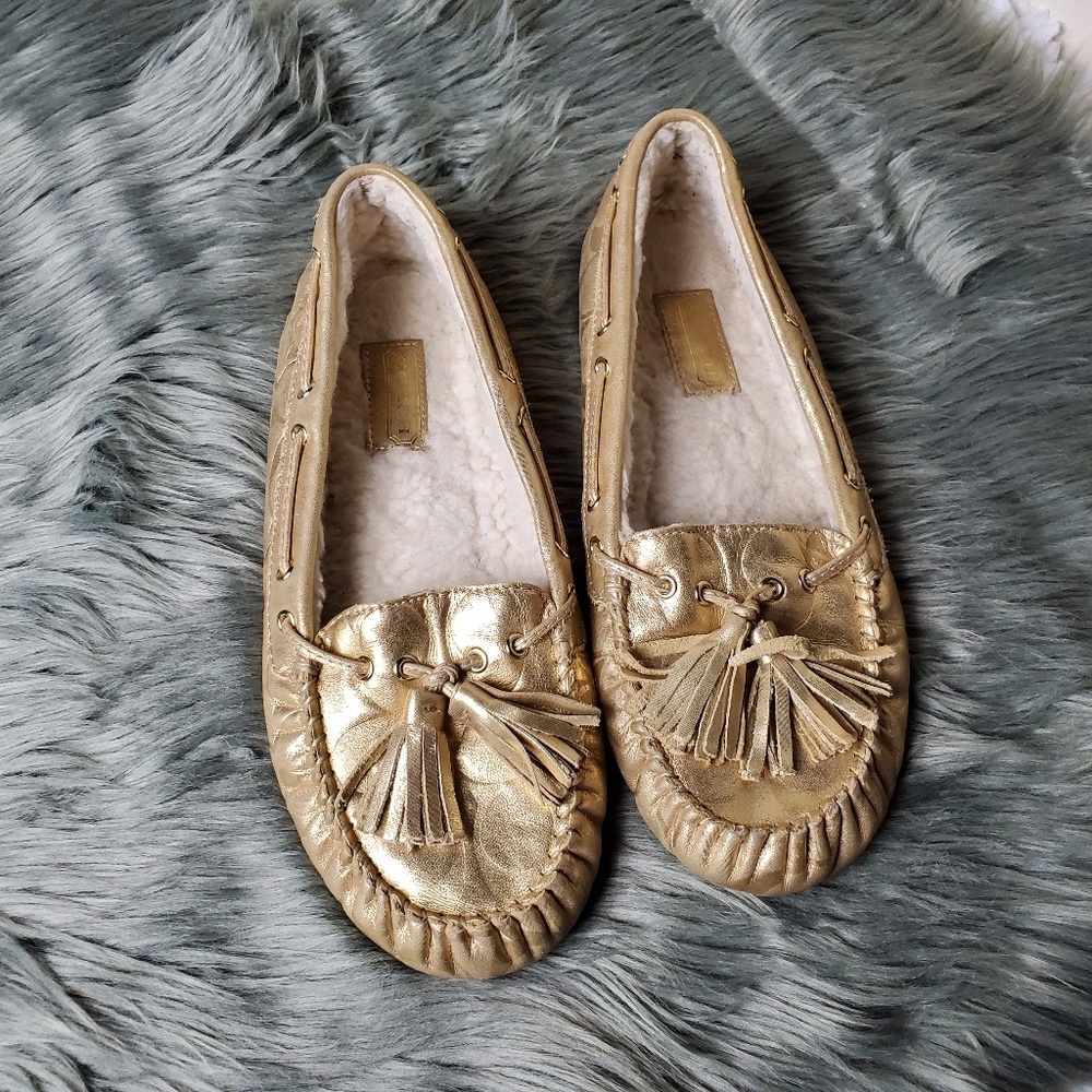 Coach Anita gold loafers 8